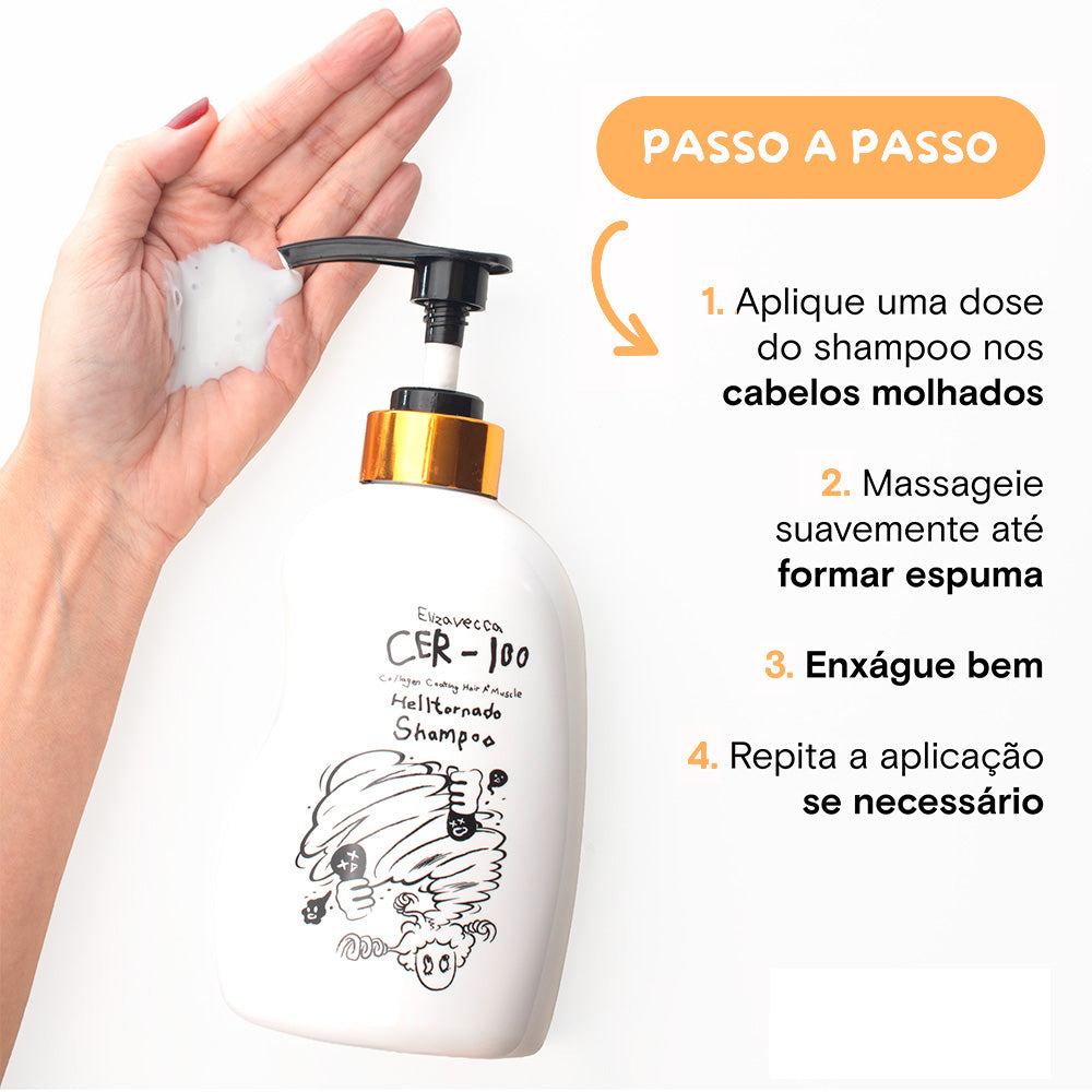 CER-100 Shampoo para Couro Cabeludo - Collagen Hair A+ Muscle Helltornado Shampoo 500ml