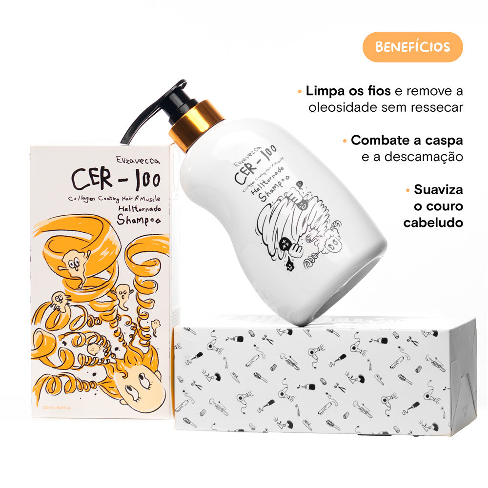 CER-100 Shampoo para Couro Cabeludo - Collagen Hair A+ Muscle Helltornado Shampoo 500ml